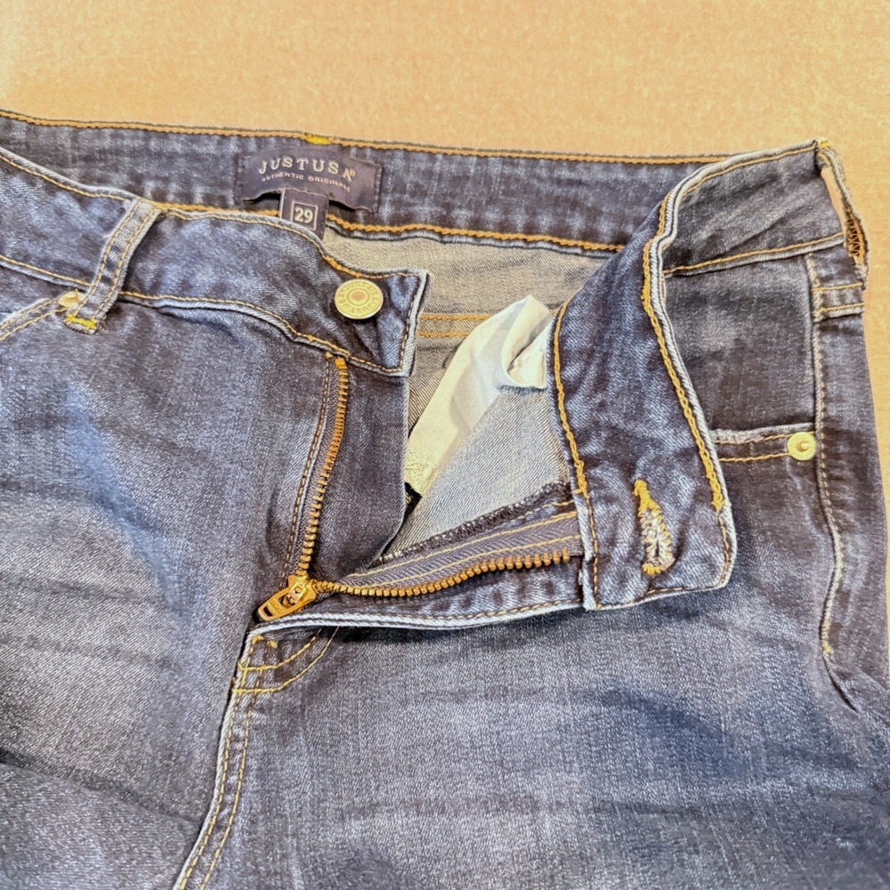 JUST USA Distressed Skinny Jeans Womens Size 29 Blue Stretch Mid Rise Frayed Hem - Picture 10 of 10
